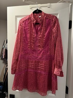 10 Crosby Derek Lam Pink Printed Long-Sleeve Tunic Dress